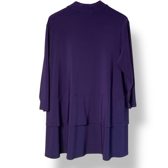 SYMPLI Jersey Knit Purple Tiered Tunic w/ One Pocket Detail Mock Turtleneck 16 - Picture 4 of 9